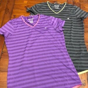 2 champion shirts. Purple and grey striped.   EUC!